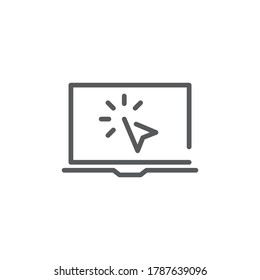 Laptop cursor click vector icon symbol isolated on white background