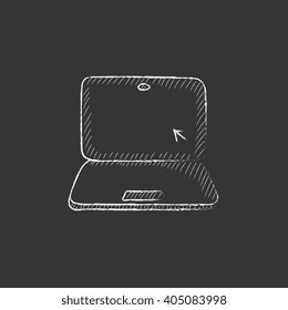 Laptop with cursor. Drawn in chalk icon.
