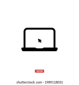 Portátil con ilustración vectorial del símbolo del cursor.