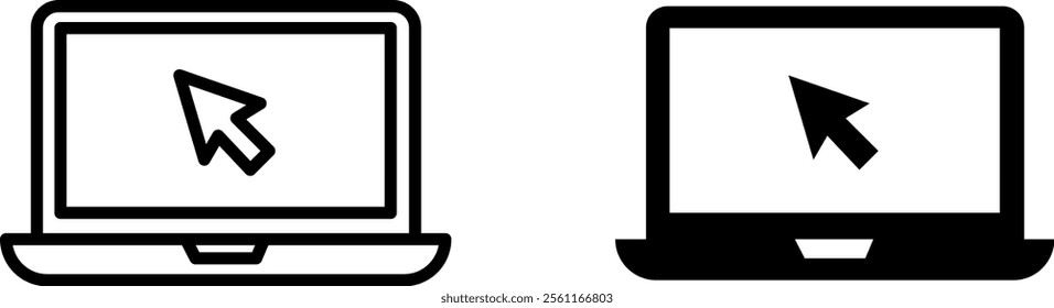 "Laptop with Cursor Icon for Technology, Navigation, and User Interface Applications"