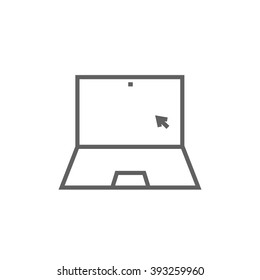Laptop with cursor line icon.