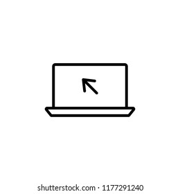 laptop cursor line icon on white background