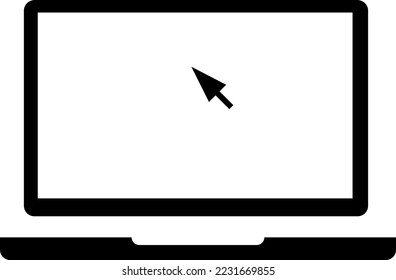 Laptop with cursor vector icon illustration on white background..eps