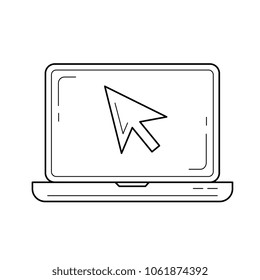 Icono de línea vectorial del cursor del portátil aislado en fondo blanco. Icono de línea del cursor del ordenador portátil para infografía, sitio web o aplicación.