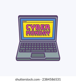 Laptop with Cyber Monday Deal Promotion