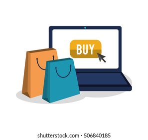 Laptop of cyber monday and shopping design