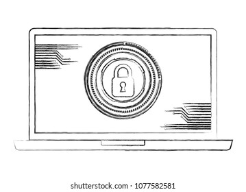 laptop and cyber security padlock internet protection