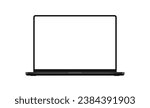 Laptop Dark Mockup With Blank Screen, Front View. Vector Illustration