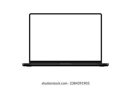 Laptop Dark Mockup With Blank Screen, Front View. Vector Illustration