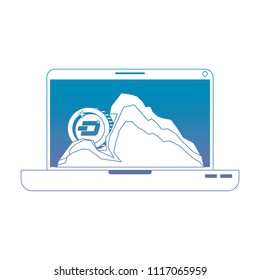 laptop with dash money in mountain mining