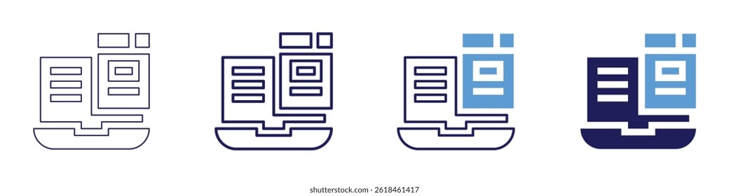Laptop Dashboard Symbol in 4 verschiedenen Stilen. Dünne Linie, Linie, Fette Linie, Duotone. Duotone-Stil. Bearbeitbarer Strich.