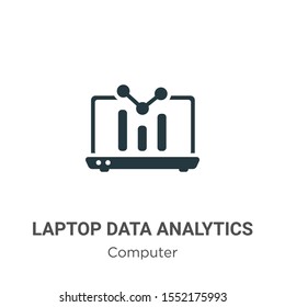 Laptop data analytics graphic on screen with circles vector icon on white background. Flat vector laptop data analytics graphic on screen with circles icon symbol sign from modern computer collection 