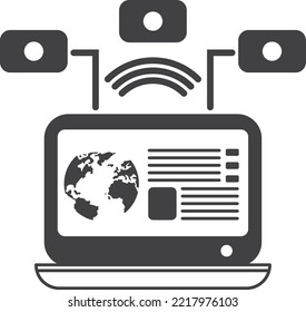 laptop and data connection illustration in minimal style isolated on background