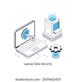 Isometrische Bestandsabbildung zur Notebook-Datensicherheit. EPS File Stock Illustration.