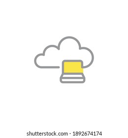 Symbol für die Datenspeicherung von Notebooks lineares Stilzeichen für mobiles Konzept und Webdesign. Cloud-Computing-Umriss-Vektorsymbol. Symbol, Logo-Abbildung. Vektorgrafik