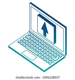 laptop data uploading digital isometric