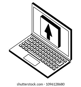 laptop data uploading digital isometric