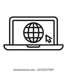 Laptop data web icon outline vector. Platform data rank. Evolution presence