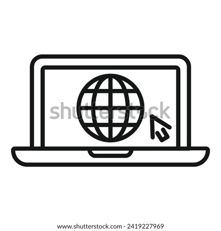 Laptop data web icon outline vector. Platform data rank. Evolution presence