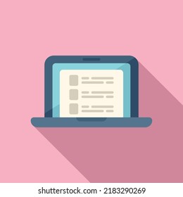 Laptop database icon flat vector. Data customer. Client access