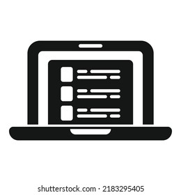 Laptop database icon simple vector. Data customer. Client access