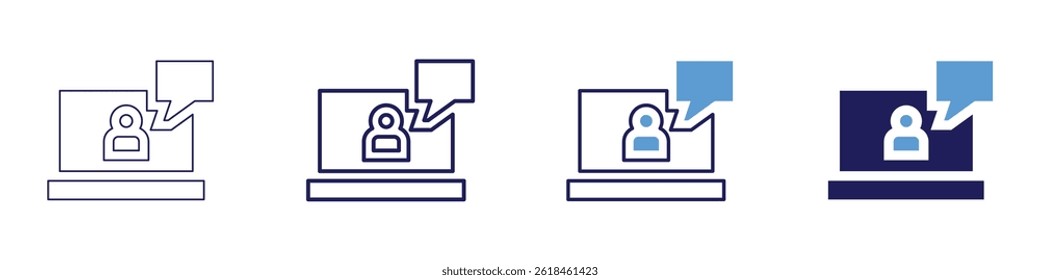 Laptop dealflow icon in 4 different styles. Thin Line, Line, Bold Line, Duotone. Duotone style. Editable stroke.