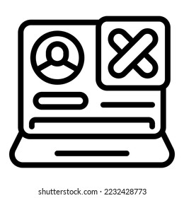 Laptop delete account icon outline vector. Web service. Profile avatar