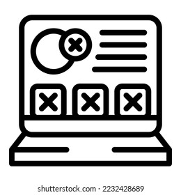 Laptop deleting media icon outline vector. Web delete. People network