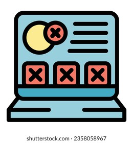 Laptop deleting media icon outline vector. Web delete. People network color flat