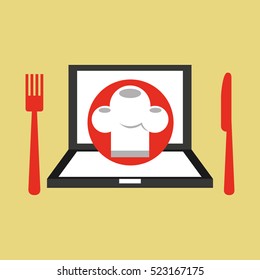 laptop delivery food app vector illustration eps 10