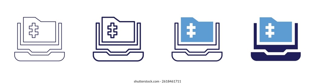 Laptop demand icon in 4 different styles. Thin Line, Line, Bold Line, Duotone. Duotone style. Editable stroke.