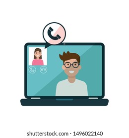 Laptop design, Digital technology communication social media internet web and screen theme Vector illustration