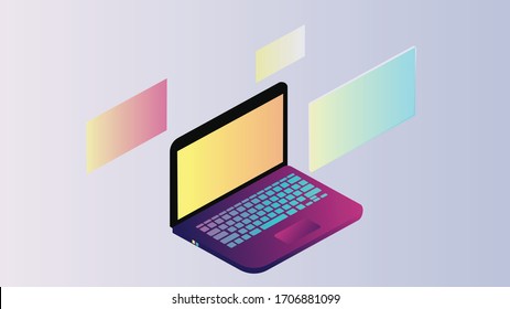 Laptop-Design mit isometrischem Stil. flaches Design. Vectorillsutration