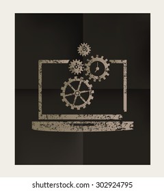 Laptop design on black background,vector