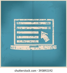 Laptop design on old paper background, vector