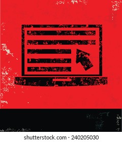 Laptop design on red background,grunge vector