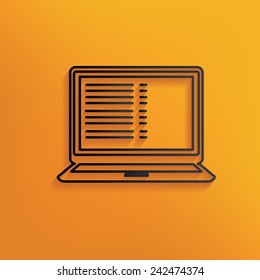 Laptop design on yellow background,clean vector