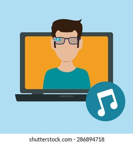 laptop design over blue background, vector illustration