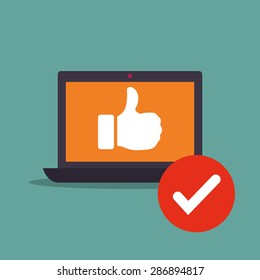 laptop design over blue background, vector illustration