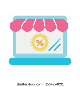 Laptop design, Shopping Commerce market store retail paying and buying theme Vector illustration