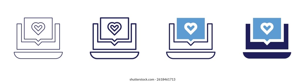 Laptop designer icon in 4 different styles. Thin Line, Line, Bold Line, Duotone. Duotone style. Editable stroke.