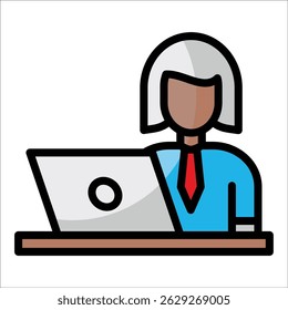 Laptop Desk Icon Element For Design