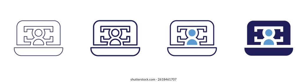 Laptop deskspace icon in 4 different styles. Thin Line, Line, Bold Line, Duotone. Duotone style. Editable stroke.