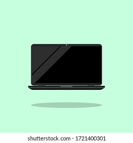 Laptop, desktop, computer icon in black simple design on an isolated background. EPS 10 vector