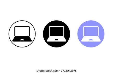 Laptop, Desktop, Computer Icons Set In Black Simple Design On An Isolated Background. EPS 10 Vector