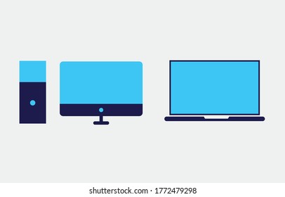 laptop and desktop pc vector icon computer