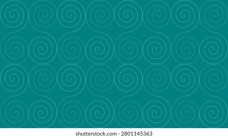 Laptop and desktop wallpaper featuring aesthetically pleasing, dual-tone white spirals on a teal backdrop. White spirals on teal background for PC.