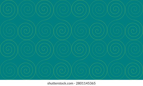 Laptop and desktop wallpaper featuring aesthetically pleasing, dual-tone yellow spirals on a teal backdrop. Yellow spirals on teal background for PC.