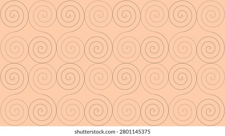 Laptop and desktop wallpaper featuring aesthetically pleasing, dual-tone black spirals on a soft pale peach backdrop. Peach and black spirals background for PC.