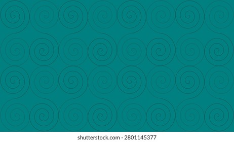 Laptop and desktop wallpaper featuring aesthetically pleasing, dual-tone black spirals on a teal backdrop. Black spirals on teal background for PC.